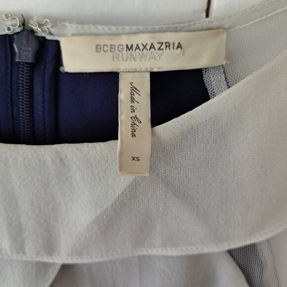 BCBGMaxAzria Runway Nicola Midi Dress Size XS SIlk Flutter Top Retro - Picture 7 of 11